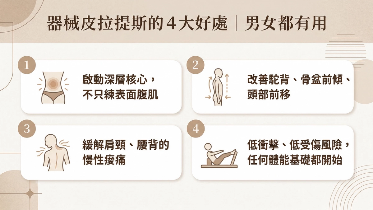 器械皮拉提斯的 4 大好處｜男女都有用