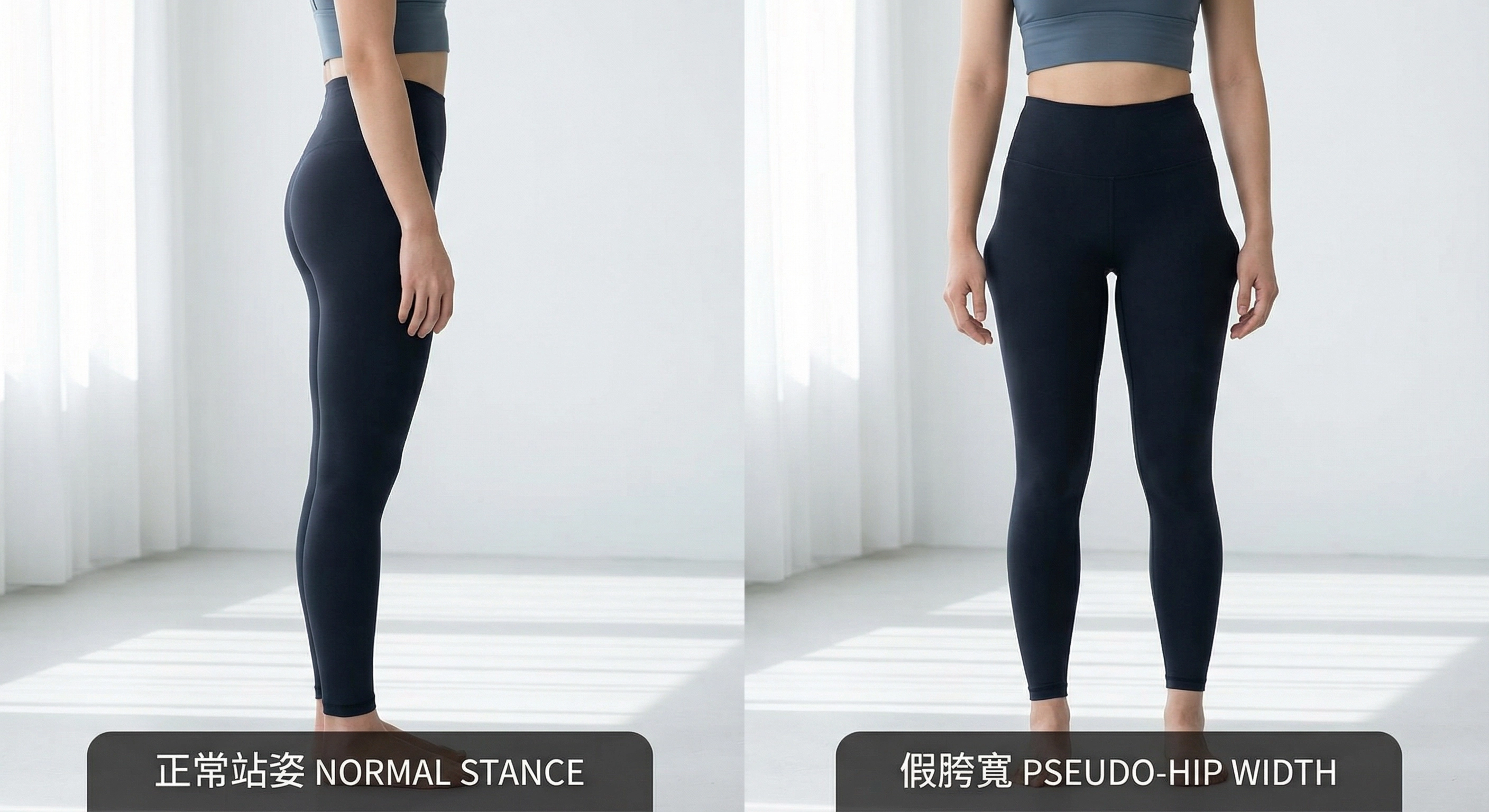 正常站姿跟假胯寬