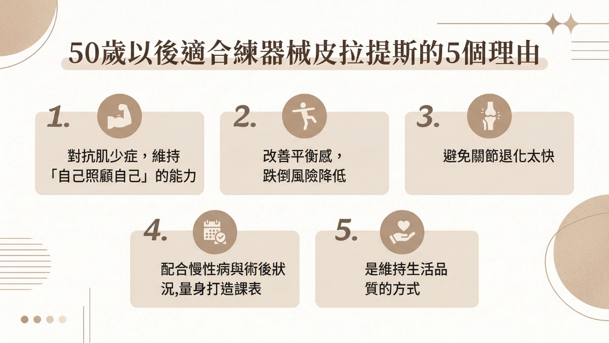 50 歲以後適合練器械皮拉提斯的 5 個理由