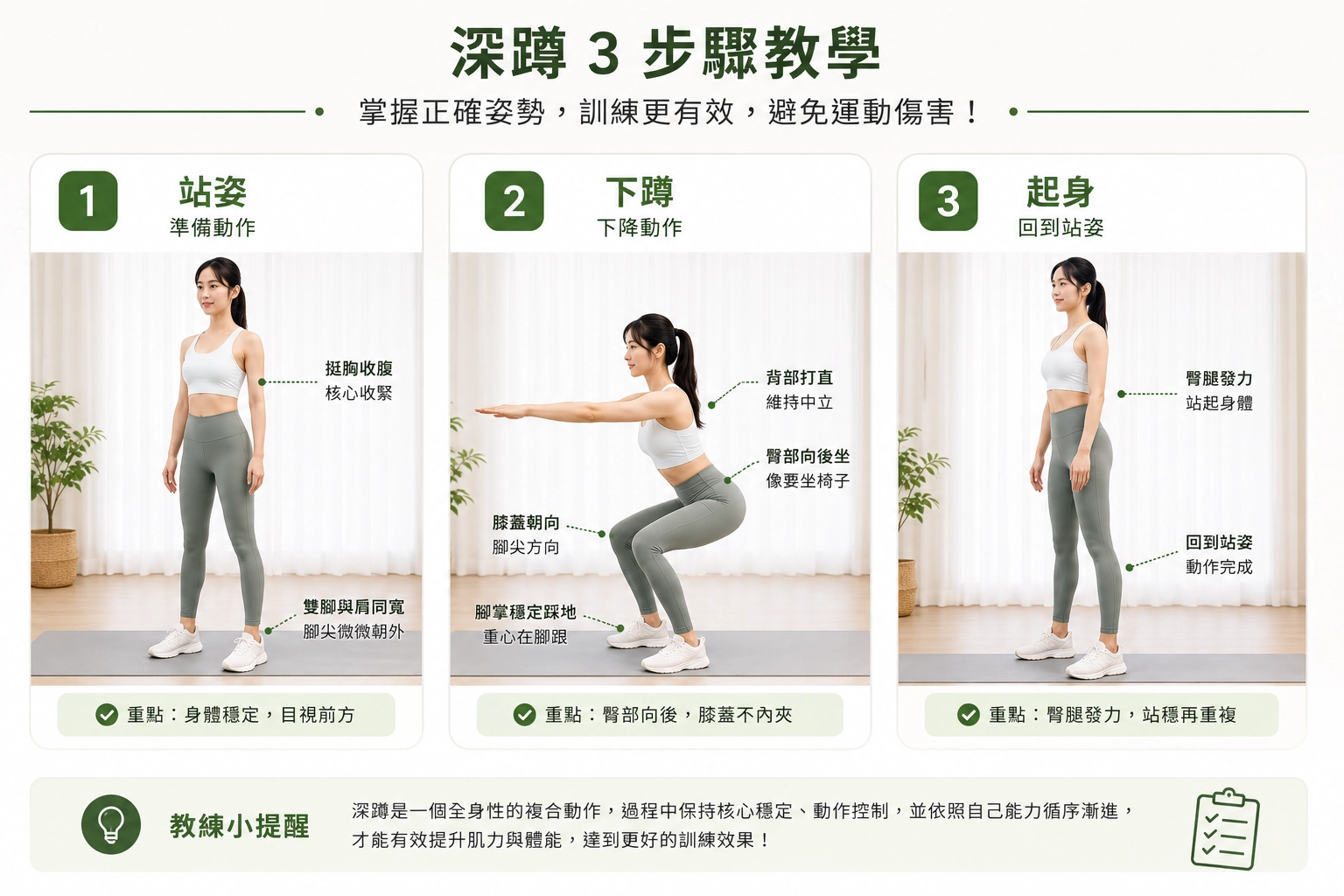 想發揮深蹲好處,先學會正確姿勢