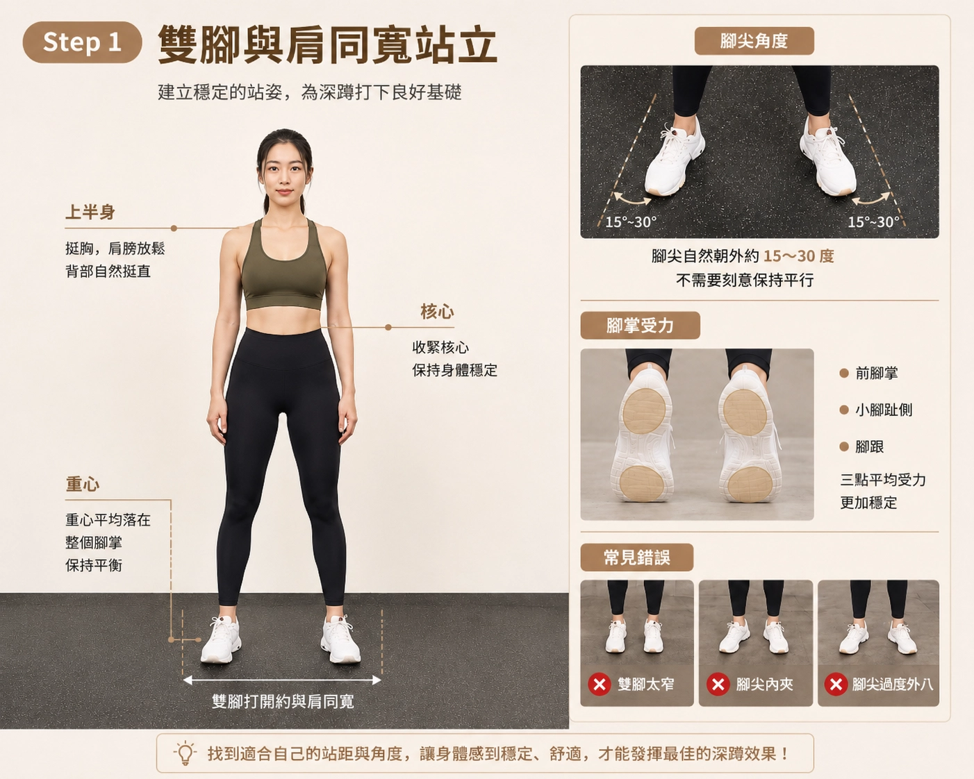 雙腳與肩同寬站立
