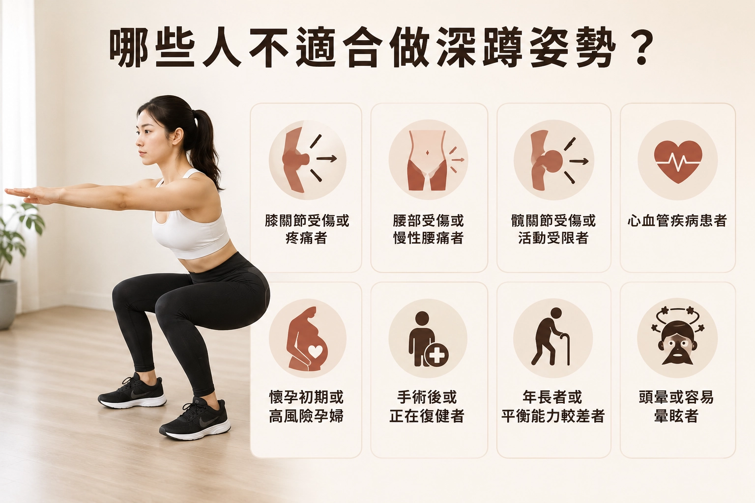 哪些人不適合做深蹲姿勢？
