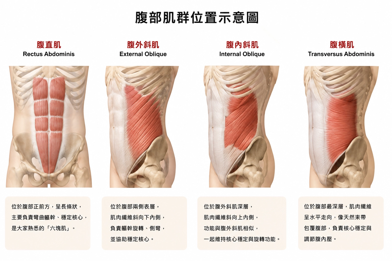 腹肌訓練會練到哪些肌肉?
