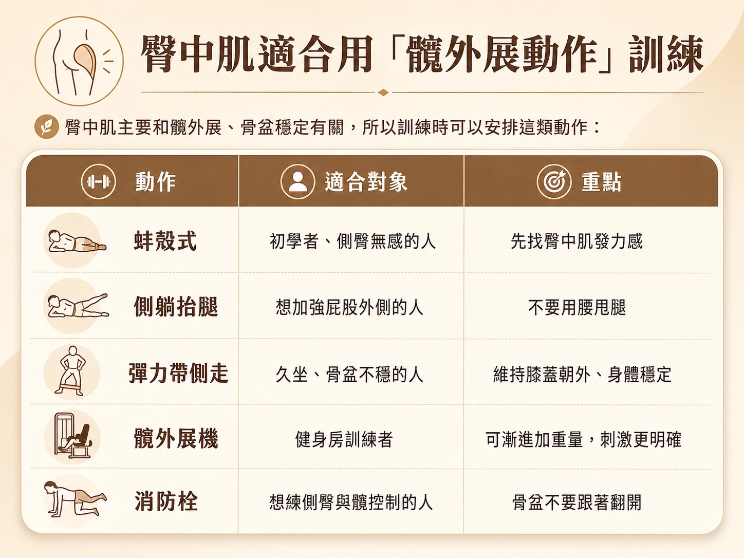 臀中肌訓練改善臀凹陷